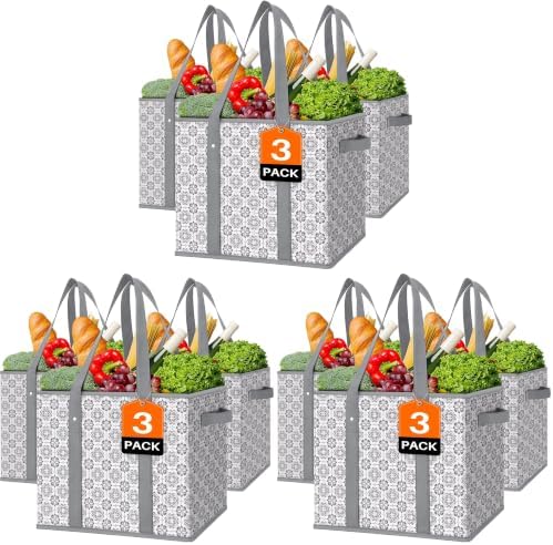 WISELIFE Reusable Grocery Bags [9 Pack],Large Grocery Tote Bag Water Resistant Shopping Bags Foldable Grocery Bag for Clothes,Shoes and Picnic by WiseLife