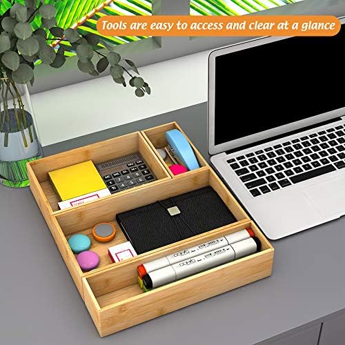 Bamboo Kitchen Drawer Organizer 9"x 6", Storage Box for Utensil Organizer - Image 5