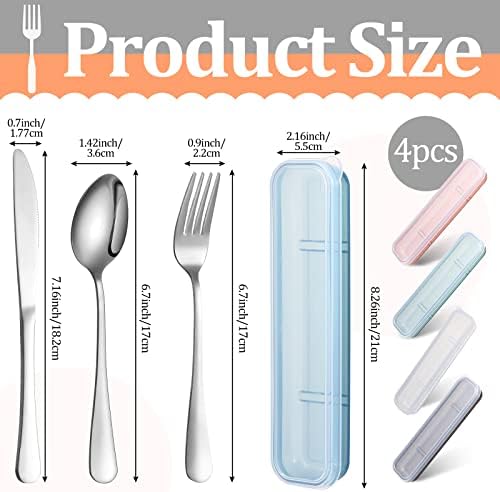 Yinkin 4 Pack Travel Silverware Set with Case for Lunch,Clear - Image 2