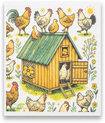 SWEDEdishcloths - Cellulose Sponge Dish Towels - Mixed Set of 6 (One of Each Design) Chickens Swedish Dish Cloths - Image 4