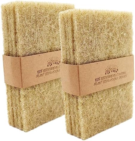 Natural Scouring Pads 10 Pack- Dish Scrubber Non-Scratch Sisal Cleaning Scrub Pads, Eco-Friendly Glass Coconut Fiber Kitchen Scrubbers for Pans and Pots, Compostable, Biodegradable (10 Pack) by HIFINECARE