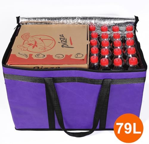 Bodaon 2-Pack Insulated Food Delivery Bag, XXX-Large Meal Grocery Tote Insulation Bag for Hot and Cold Food, Commercial Cooler/Thermal Shopping Bags, Large Capacity Reusable Warming Bag, Purple - Image 4