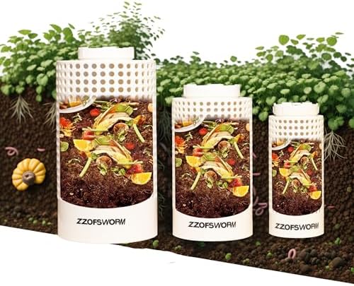 Inground Worm Farm Compost Bin Kit Recycling Kitchen Food Waste to Raised Garden Beds Outdoor with Holes&Lids in Bed&Home by ZZOFSWORMCOMPOSTERMOREWORM