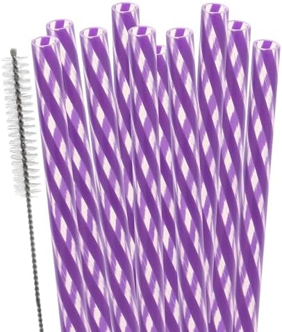 Dakoufish Replacement Straws for StanleylOwalalHydro Jug 40oz 30oz Tumbler,10 Pack 12 Inch Purple Reusable Straws With Cleaning Brush For Stanley Simple Modern Cup,Dishwasher Safe. by Dakoufish
