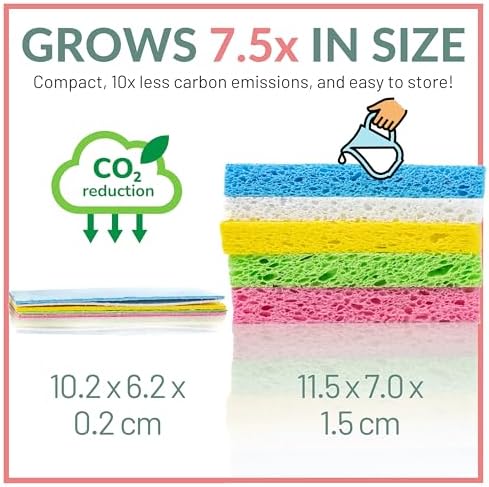 bioGo 30 Pack Compostable Pop-Up Sponges - Expanding, Non-Scratch, Plant-Based Dish - Bulk Color - Pop Up Sponge - Kitchen - Image 2