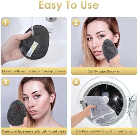 SINLAND Reusable Makeup Remover Pads Grey 6 Pack - Image 3