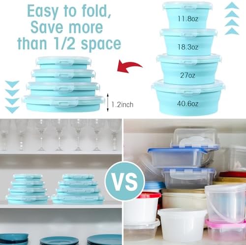Yaomiao 16 Pack Collapsible Food Storage Container with Lid,Blue - Image 5