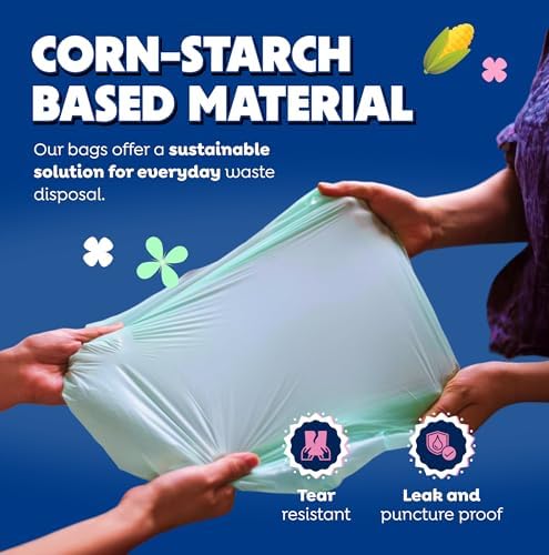 BPI 100% Home Compostable Kitchen Trash Bags, 13 Gallon 1.2 Mil Heavy Duty Unscented Plant Based Bags w/Handles, Tall Biodegradable Garbage, Compost & Food Scrap Waste Can Liners, 35 Ct - Image 7