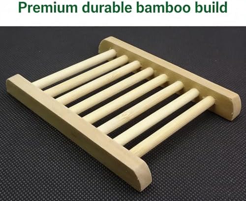 Bamboo Soap Tray Set, 2-Pack Self-Draining Wooden Soap Holder - Image 4