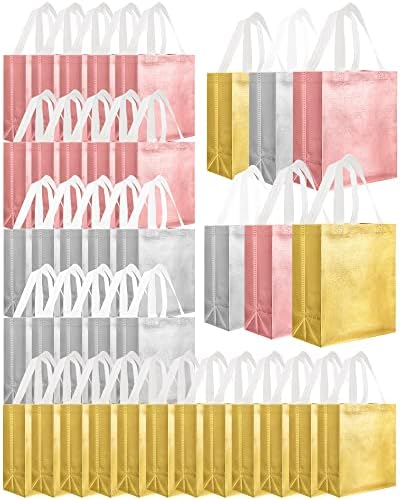 Eccliy 80 Pcs Reusable Gift Bags, Medium, Rose Gold, Gold, Silver by Eccliy