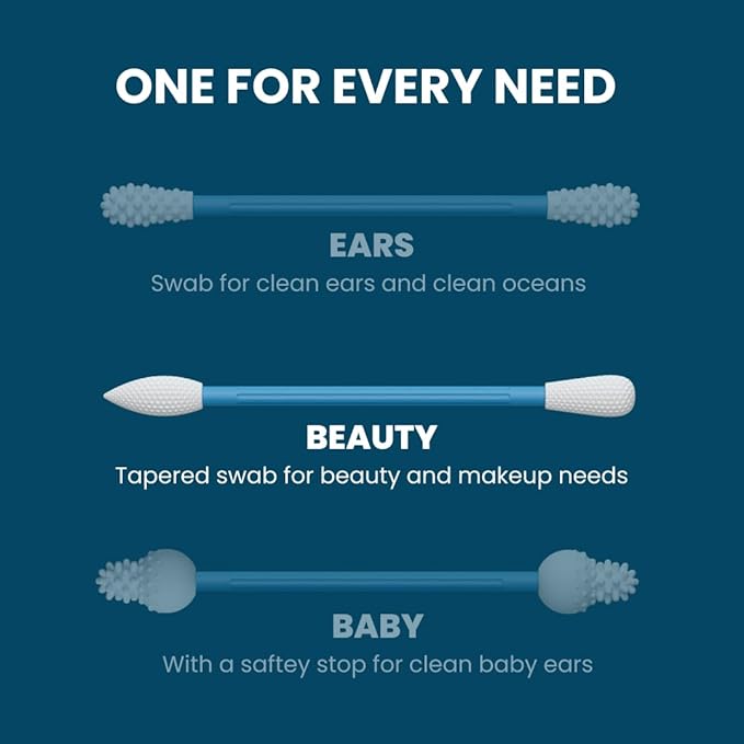 LastSwab® Reusable Cotton Swabs for Gentle and Eco-Friendly Beauty Routines - The Sustainable Alternative to Single-Use Q Tips - Zero Waste & Easy to Clean - Comes with a Convenient Travel Case Holder