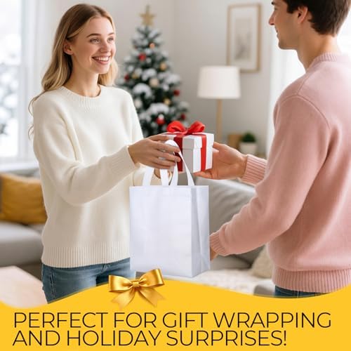 Eccliy 80 Pcs Reusable Gift Bags, Medium, White - Image 3