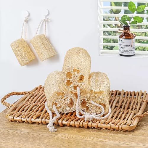 Generic 3-Pack Natural Loofah Scrubbers | Kitchen Pot Scrubbers & Dishwashing Sponges | Non-Stick Oil Cleaning Cloths, Beige - Image 3