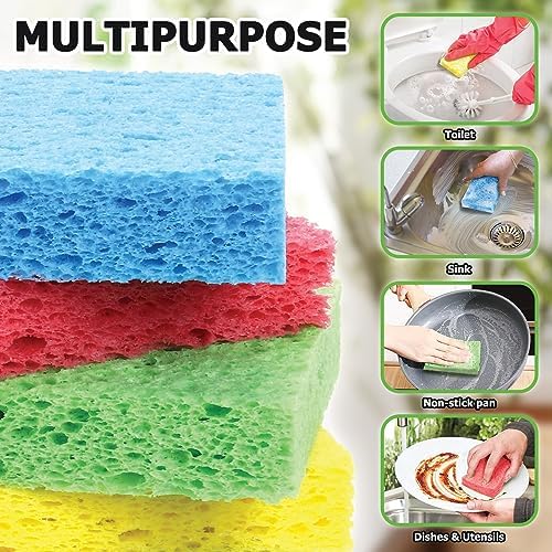 12 Counts Multipurpose Kitchen Sponges Pack Compostable Biodegradable Compressed Cellulose Sponges 18X Super Absorbent POP UP Eco Sponge for Household Use - Image 5