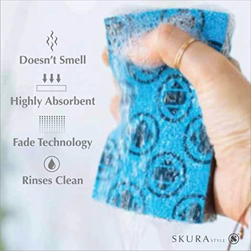 Skura Style Smart 4 Pack Odor Free Non-Scratch Scrub Pads for Sink, Counters, Surfaces, Pots, Pans, Dishwashing with Color-Fade Change Indicator - Image 3
