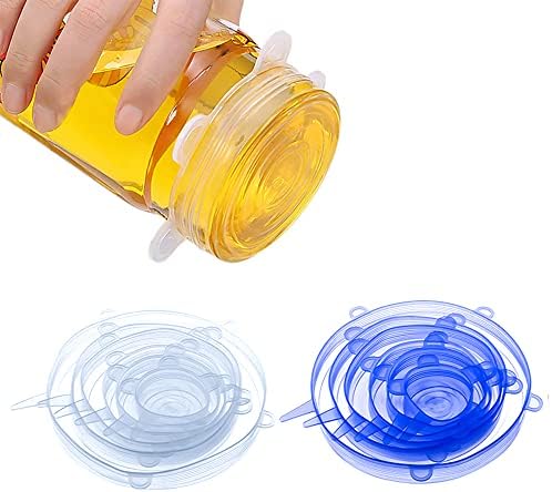 12 pcs Silicone Stretch lids set, 6 Sizes, Reusable Food Storage Covers ，Silicone Bowl Covers，Flexible to Fit All Shape of Containers，Food Cover to Keep Food Fresh (pink,yellow) - Image 6