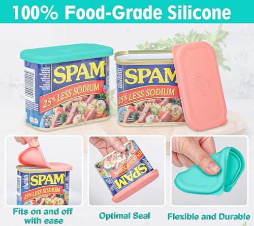 Silicone Can Lids for SPAM Canned Meat 12 oz, LFGB Platinum Silicone Can Covers for Food Storage, Freezer Dishwasher Safe, Set of 2 - Image 3