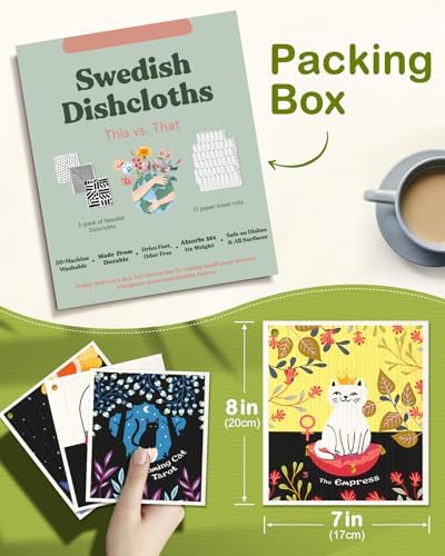 Miss Adola Swedish Dishcloths for Kitchen - 5 Pack Reusable Dish Cloths for Washing Dishes Absorbent Cute Funny Kitchen Towels Cleaning Sponge, New Cat - Image 2