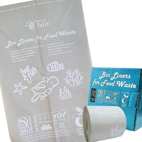 Compostable Trash Bags 4 Gallon, Small Compost Bags for Countertop Bin and Kitchen Food Scrap Waste, US BPI ASTM D6400 Certified, Extra Strong and Leakproof, Unscented, 100 Count by HeartofTafiti