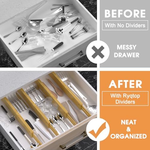 Bamboo Drawer Dividers, Adjustable Drawer Organizers, Fits 17.6–21" Drawers - Image 2