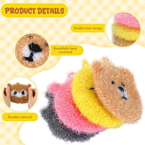 Kenning 16 Pcs Dish Scrubber Non Scratch Dish Washing Scrubbers Reusable Household Cleaning Kitchen Tools for Dishwashing Washing Dishes Cookware Tubs Sinks (Animal) - Image 3