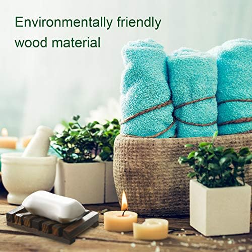 Honoson 5 Pieces Wooden Soap Dish Holder Tray Wood Bar Soap Holder Tray Self Draining Saver for Shower Bathroom Kitchen - Image 6