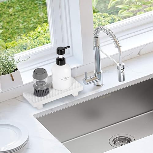 Bathroom Tray Farmhouse Decor Kitchen Soap Holder, 8.7" * 3.6" White - Image 4