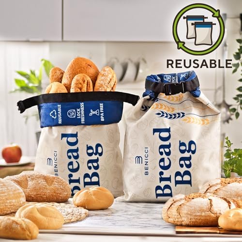 Reusable Bread Bags for Homemade Bread 2 Pack, Freezer Safe Sourdough Bag - Image 2