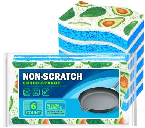 AIDEA Sponges Kitchen, Non-Scratch Scrub Sponge-6Count by AIDEAHOME
