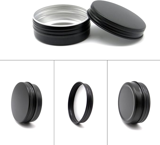 12pcs 1oz 30 ml Aluminum Tin Jar, 30g Refillable Makeup Container, 30 Gram Black Screw Lid Round Can Sample Pot for Cosmetic DIY, Handmade, Lip Balm, Cream, Salve, Toner, Candle, Paint, Scrub