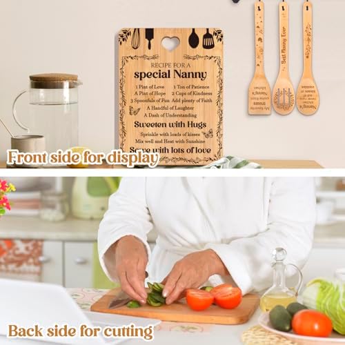 Gifts for Nanny - "Recipe for a Special Nanny" Nanny Gifts Cutting Board Set, Bamboo-Made Engraved Utensil Set Nanny Gifts for Grandma, Mothers Day Gifts for Nanny - Image 3