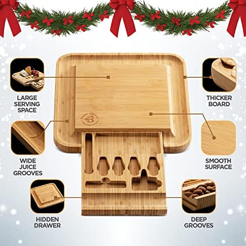 Charcuterie Boards Gift Set, Bamboo Cheese Board with Serving Accessories - Image 2