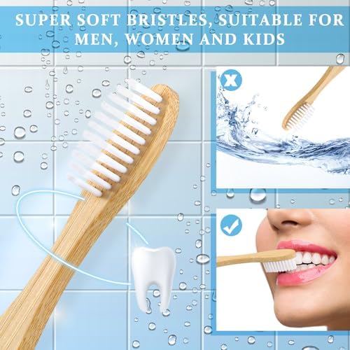Sliner 100 Pcs Disposable Bamboo Toothbrushes Prepasted - Image 3