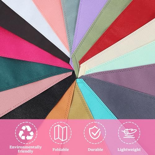 36 Pack Non-Woven Tote Bags, 18 Assorted Colors (2 per Color), Reusable Grocery Bags for Shopping, Crafts, Events, Bulk - Image 2