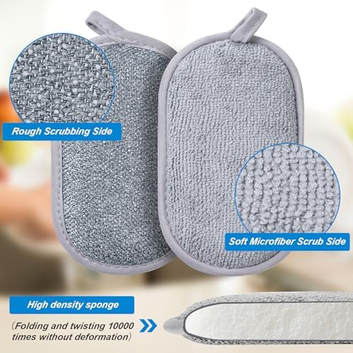 Non Scratch Scrub Sponge-6pack, Dual-Sided Sponges Kitchen(M,Gray) - Image 2