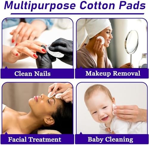 Round Cotton Pads for Face, 300 Count Cotton Rounds - Image 5