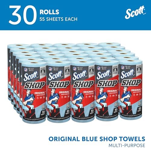 Scott Shop Original Blue Towels (75130), 9.4"x11" Cloth-like Paper Towel (30 Rolls of 55 Sheets, 1,650 Sheet Total) - Image 2