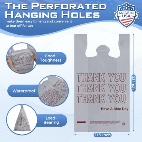 Fuxury Grey Plastic Thank You Shopping Bags Recyclable (1000 Count) - Image 3