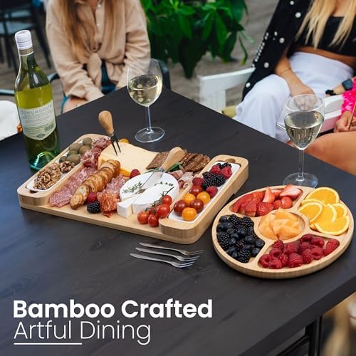 Charcuterie Boards Set, Bamboo Cheese Tray with Serving Accessories - Image 2