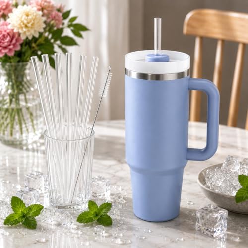 Replacement Straws Compatible with 30 oz Stanley Quencher Tumbler, 10.5 Inch Clear Reusable Straws, Drinking Cup Accessories, 6 Pack - Image 6
