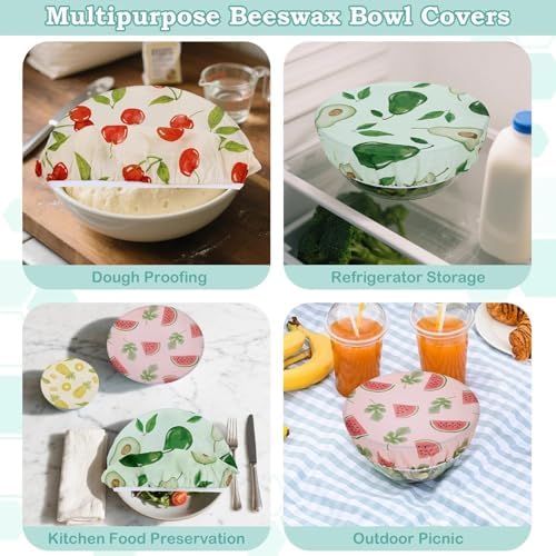 5Pcs Reusable Beeswax Elastic Bowl Covers for Bread Proofing and Food Cover - Image 5