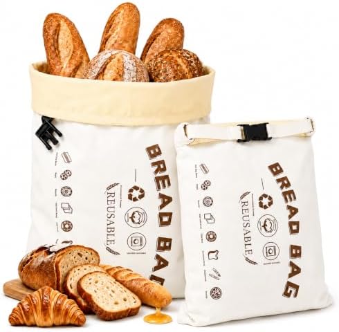 Reusable Beeswax Bread Bags for Sourdough, 2 Pack,Beige, XL 17x13 In by Unknown