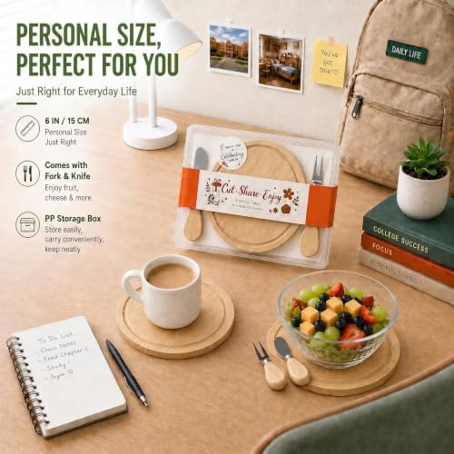Storage-ready Bamboo Cheese Board Set, 6-Inch Mini Personal Charcuterie Tray, Gift-ready for Wedding, Bridal & Baby Shower Party - Image 3