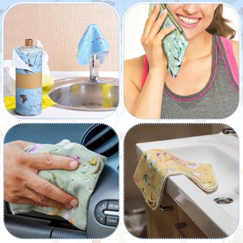 60 Pack Reusable Kitchen Cloths Cotton Towels, Rich Flowers - Image 5