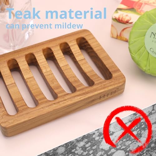 HTB 2 Pack Slotted Bar Soap Holder Teak Wood,Sponge Holder for Kitchen Sink - Image 4