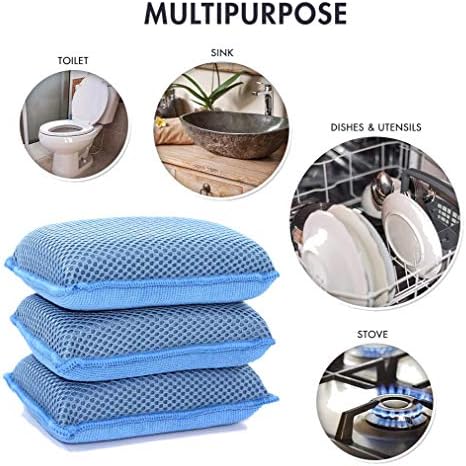 Miracle Microfiber Kitchen Sponge by Scrub-It - Non-Scratch Heavy Duty Dishwashing Cleaning sponges- Machine Washable - (Blue) - Image 5