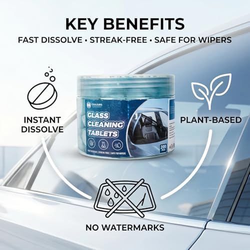 Coldcool 200-Pack Car Windshield Washer Tablets - Washer Fluid Tablets Glass Cleaner Concentrate, Car Windshield Wiper Fluid, Safe for All Vehicles. - Image 4