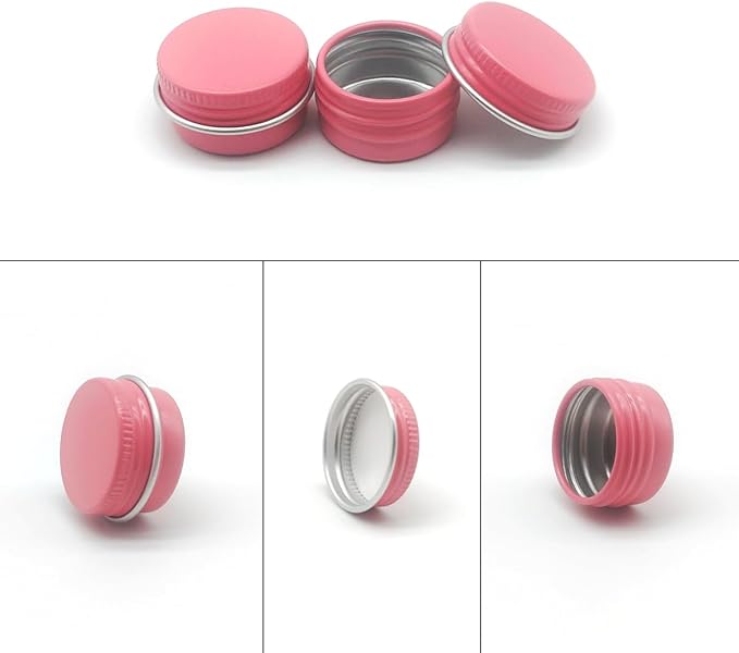 30 pack 5ml Round Lip Balm Tin Cans, 5g Aluminum Makeup Sample Containers with Screw Lid, Empty Pink Metal Tins Pot Storage Travel Tin Jars for Cosmetic, Cream, Candle, Tea, 5 Gram Tins