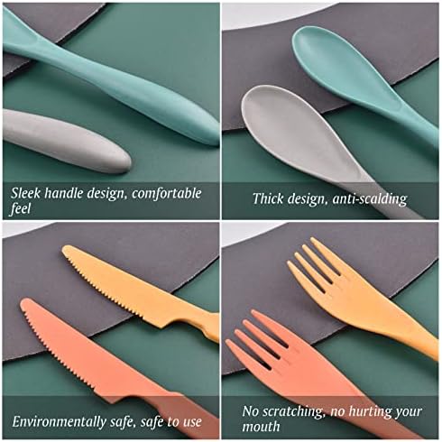 Zoyiancy 4 Sets Wheat Straw Cutlery Set, Reusable Flatware Set for Daily - Image 2