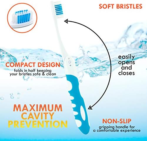 Portable Folding Toothbrush Kit - Built-in Cover, Collapsible, Multi-color (6 Pack Soft-Multicolor) - Image 3